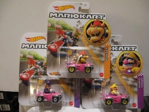 HOT WHEELS 1:64 MARIO KART BADWAGON'S - BOWSER / WARIO / WALUIGI  ( 3 KARTS) - Picture 1 of 3