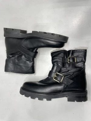 Botines de motociclista Jimmy Choo Youth II de piel de oveja para mujer EE. UU. 11, negros *usados* Foto 1 de 4