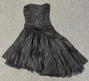 VTG 80s ZUM ZUM Asymmetrical Strapless Dress Size 9 Black USA Made - Picture 1 of 10