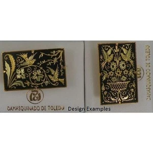 Broche Rectangular Damasceno Paloma de Paz Diseño de Midas de Toledo España - Imagen 1 de 3