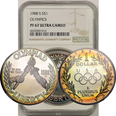 1988-S Olympics Seoul $1 NGC PF67UCAM (Toned) Modern Commemorative Silver Dollar Cover