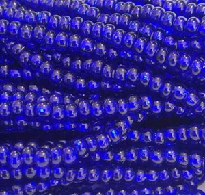 Tschechische kleine Glasperlen Größe 6/0 "SILBER GEFÜTTERT KOBALT" Stränge - Bild 1 von 3