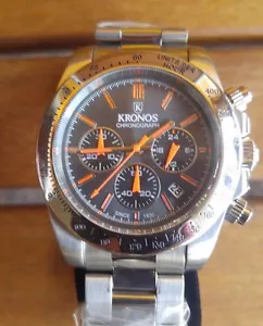 reloj kronos by union suiza SPORT Q CHRONOGRAPH BLACK orange N.O.S - Imagen 1 de 3