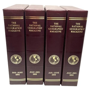 1992, 1993: Lot Of 4 National Geographic Slipcases Complete W/ Mags Faux Leather - Picture 1 of 13