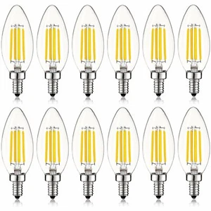 12-Pack Luxrite E12 LED Bulb 60W Equivalent 3000K 550lm Dimmable Candelabra Bulb - Picture 1 of 8