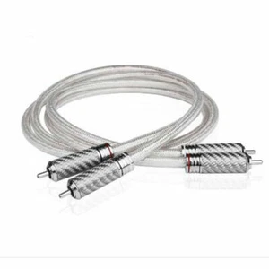 Pair A26 Signature 6N OCC Silver-plated Hifi RCA Audio Cable With Carbon fiber  - Picture 1 of 8