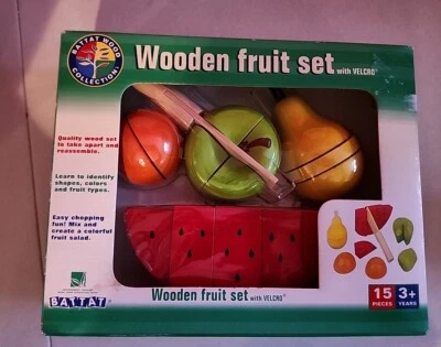 NEW IN BOX Deluxe Wooden Fruit Chopping Set. Colorful ,Fun, Educational Toy - Image 1 of 3