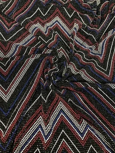 Zig Zag Print on Textured Jacquard Nylon Metallic Spandex Fabric by the Yard - Picture 1 of 4