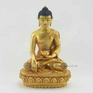 Estatua de cobre de Buda Shakyamuni tallada a mano de fina calidad de Patan, Nepal - Imagen 1 de 4