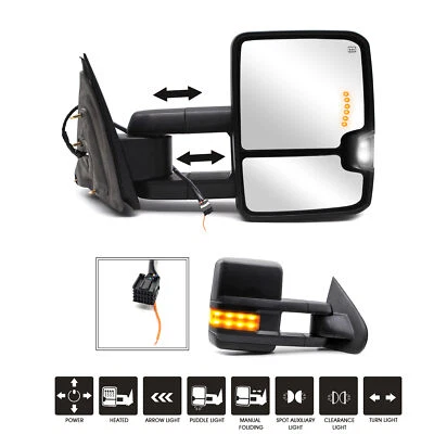 Tow Mirrors fit 2014-2015 Chevy Silverado Sierra 2500HD 3500HD Power Heated - Image 1 of 4