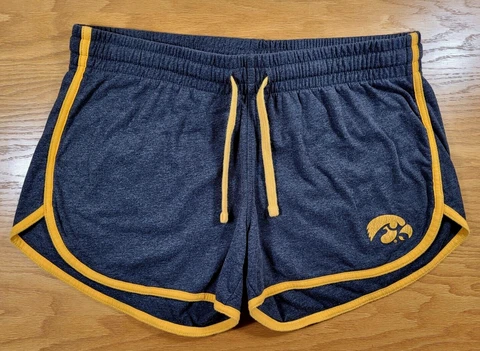 Iowa Hawkeyes Shorts Women's Large Gray Gold Distressed Logo Colosseum Brand Cover
