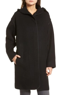 NUEVA Parka con Capucha Estándar James Perse Mezcla Lana - Negra Talla 1 EE. UU. S #W25 Foto 1 de 4