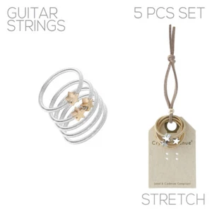 Gitarrensaitenring Stretch Stern Anhänger in Silber oder Gold Farbe - Bild 1 von 3
