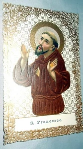Santino Merlettato di San Francesco con ricalchi in sovrimpressione anni 60? - Picture 1 of 2