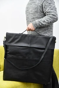 CB Echt Schwarz Leder Schlinge Tasche für Holz Schachbrett passt bis 21" - Bild 1 von 9