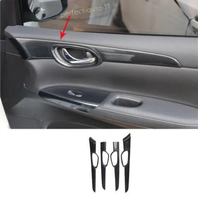 Tira interior del panel de la puerta de fibra de carbono para Nissan Sentra Sylphy 2013 2014-2019 Foto 1 de 4