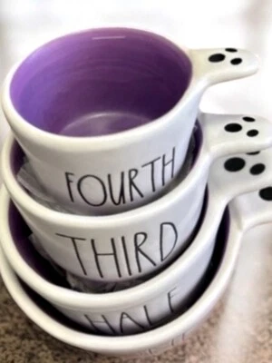 Juego de tazas medidoras Rae Dunn Halloween Ghost BLANCO CON púrpura nuevo con etiquetas Foto 1 de 4