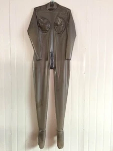 100% Latex Rubber Gummi Catsuit Bodysuit 3D Breast Tights Jumpsuit 0.4mm S--XXL - Picture 1 of 4