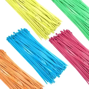 Zip Cable Ties 11" 50lbs 500pc Nylon Wire Tie Wraps Florescent Hi-Vis USA Made - Picture 1 of 7
