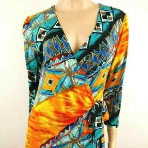 Anthropologie From The Heart Deco Print Wrap Front Dress Size S - Picture 1 of 9
