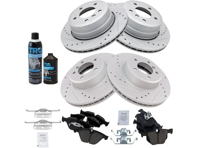 Kit de pastilha de freio e rotor TRQ dianteiro e traseiro compatível com BMW 528xi 2008 49KMKF - Imagem 1 de 1