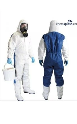 CHEMSPLASH Disposable Overall / Coverall Suit with Hood Cat 3 Type 5/6 Sizes XXXL 3XL PK25