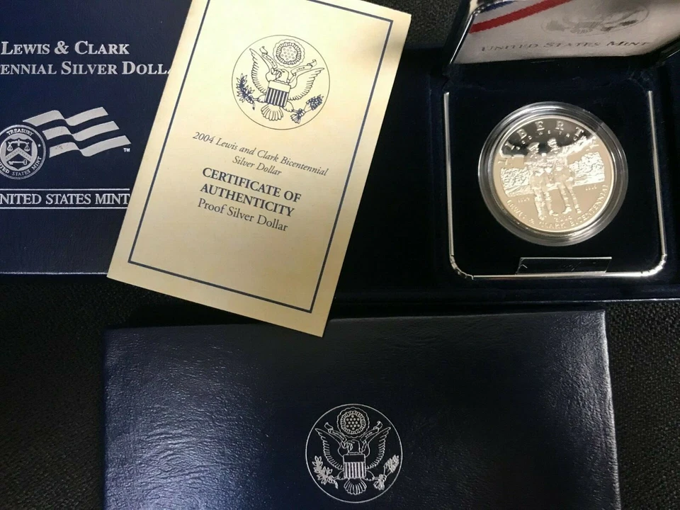 2004 Lewis and Clark Commemorative Silver Dollar Proof w/Box and COA - Image 1 of 1