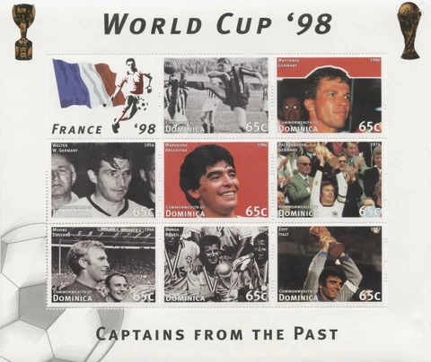 Dominica 1997 - SC# 1992 World Cup, Maradona, Football - Sheet of 8 Stamps - MNH Cover