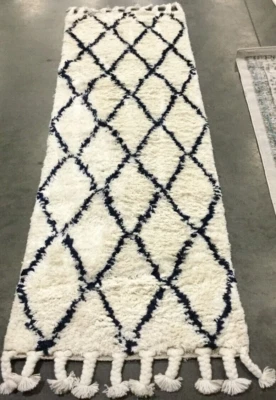 NAVY / IVORY 2'-3" X 8' Pressed Pile Rug, Reduced Price 1172655702 CSB951N-28 - Image 1 of 4