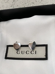 Gucci Heart Earrings Sterling Silver 925 - Picture 1 of 3
