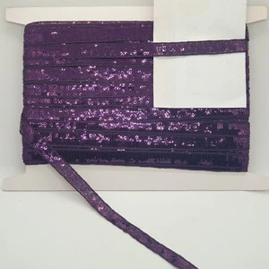 1m plum purple sequin braid trimming net ribbon 15mm - Picture 1 of 1