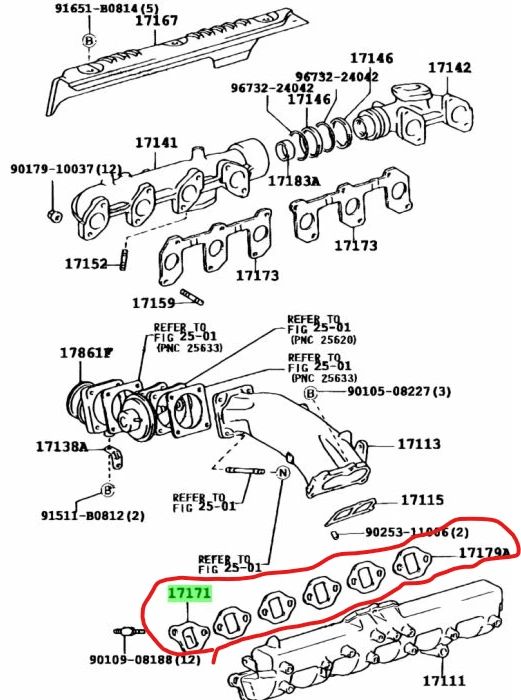 Toyota GENUINE Land Cruiser 70 80 100 1HZ 1HD Series Intake Manifold Gasket Kit - Image 1 of 2