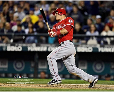 Mike Trout Los Angeles Angels Unsigned Batting Photograph Cover