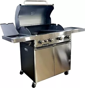 Ke Grill Barbecue Inox a Gas GPL e Pietra Lavica 4 Fuochi + Fornello Laterale - Foto 1 di 2