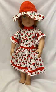 Vintage Strawberry Dress and Strawberry Hat Baby Doll Clothes - Picture 1 of 9