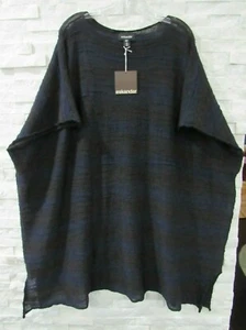 NWT ESKANDAR Sweater Nylon Merino Wool Mohair Navy Textural Long OS 72'' B 2X 3X - Picture 1 of 8