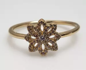 Pandora 14k Yellow Gold Lace Botanique Ring Band 150182CZ Euro 60 / US 9 - Picture 1 of 8