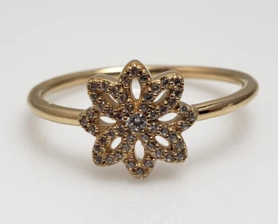 Pandora 14k Yellow Gold Lace Botanique Ring Band 150182CZ Euro 60 / US 9 - Image 1 of 4