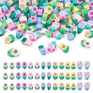 210Pcs Handmade Flower Polymer Clay Beads for DIY Jewelry Crafts Supplies 7~13mm - Picture 1 of 8