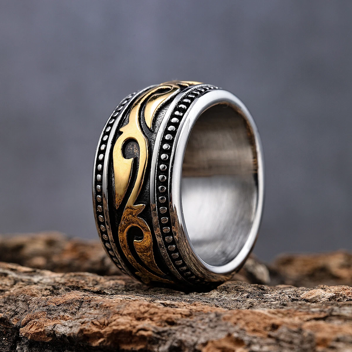 Gold-Tone Rope Knot Ring - .925 Sterling Silver Polished Band (Sizes 5-9)