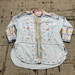 Johnny Was Women’s S XS Boho Pizzo Embroidered Button-Printed Linen Top - Picture 1 of 24