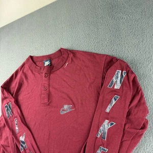 Camisa Nike Para Hombre XL Roja Henley Vintage Años 80 Etiqueta Azul Hecha en EE. UU. Puntada Única - Imagen 1 de 13