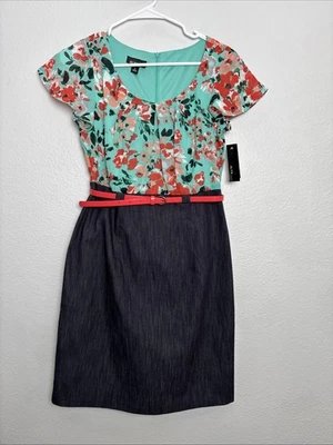 Новый с Ярлыками Alyx платье - ретро Wiggle платье, ремень, цветочный принт, джинсовая юбка - размер 4 - Изображение 1 из 4