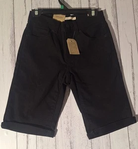 Levi's Ladies Black Classic Bermuda Mid Rise Stretch Denim Shorts Size: 24 New - Picture 1 of 5