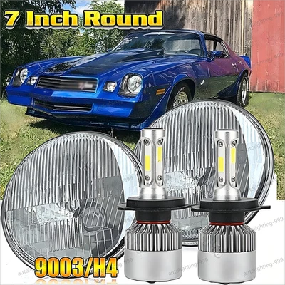 Faros LED redondos de haz alto/bajo de 7 pulgadas 2 piezas para Chevy Camaro 1967-1981 Foto 1 de 4
