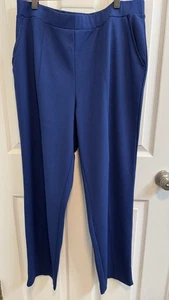 Dennis Basso Pull On Blue Dress Pants Pockets A294624 Stretch Elastic Waist - Picture 1 of 11