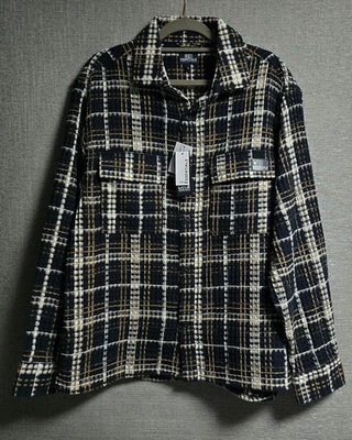 Dr Essentials Clothing Men's Black-Beige-Cream Checked Overshirt, Size: L - Image 1 of 4