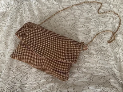 VINTAGE* 100% CRYSTAL GLASS SMALL PINK SATIN "GUESS" EVENING PURSE #426 - Image 1 of 4