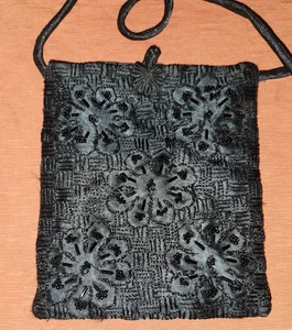 Vintage Black Beaded Evening Handbag - Picture 1 of 5