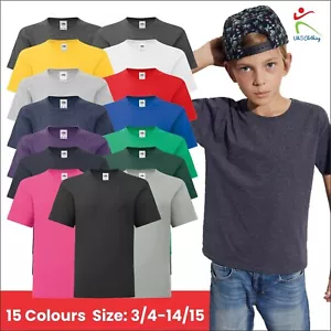 Fruit of the Loom Niños Icónica Camiseta Mangas Cortas Lisa Camiseta Algodón TOP - Imagen 1 de 49